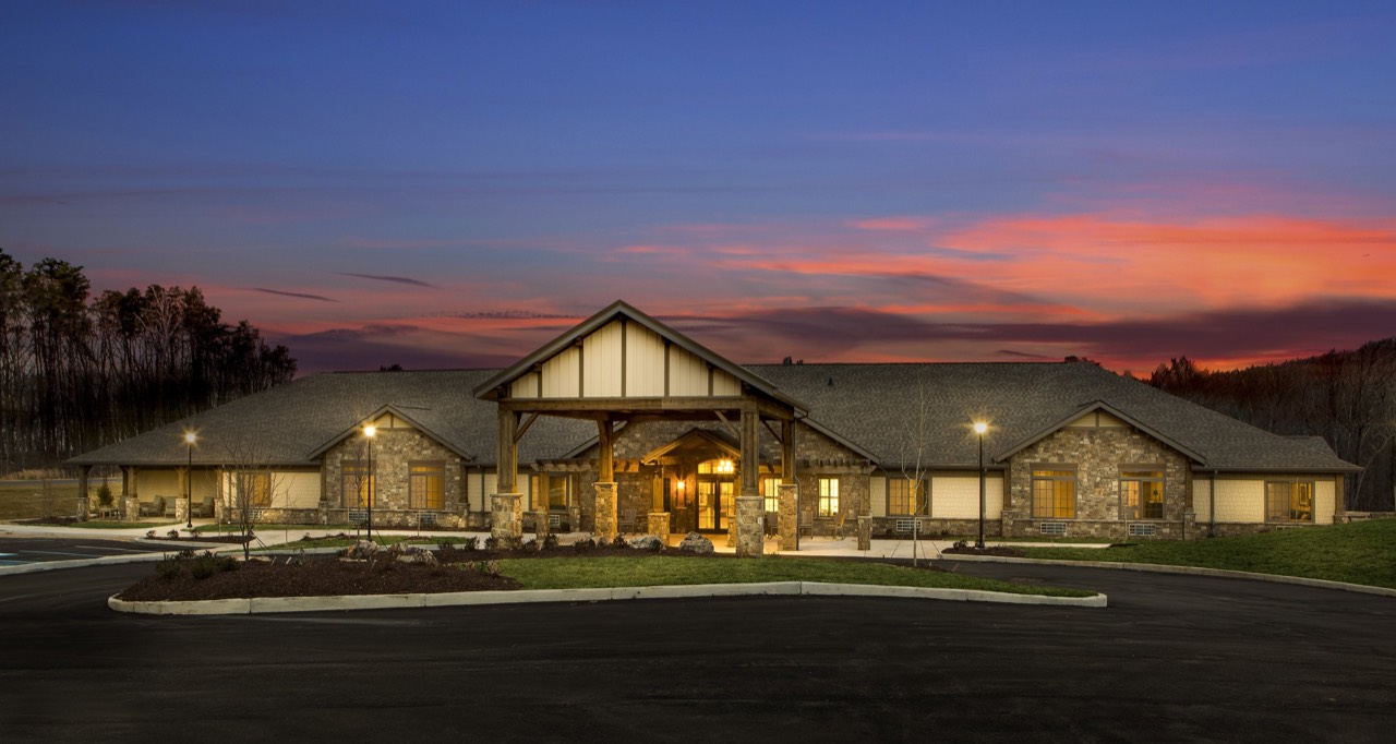 Brow Wood residence at sunset